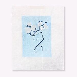 Floral No. 2 - Sample Sale - Needlepoint Stitch Painted Canvas 18 mesh Blues